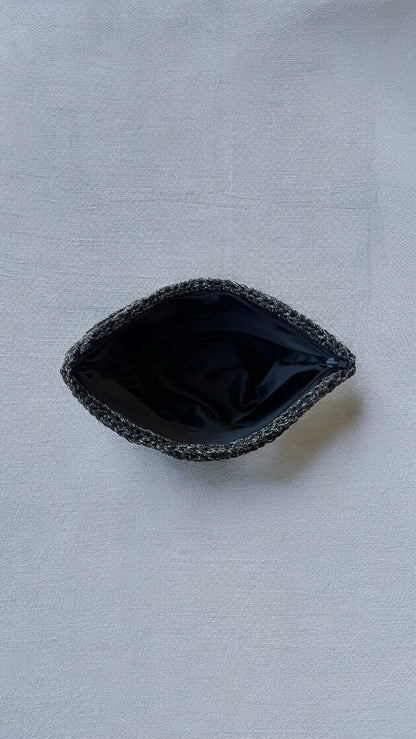 Işıltılı Günlük Siyah Örgü Clutch - mericbutik